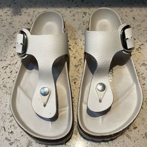 Birkenstock, White Leather Gizeh, size 38, worn twice, like new!